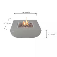 Westport 34 In. X 14 In. Grey round Concrete Propane Pit Table with Electronic Ignition Cover and Lava Rock