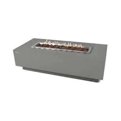 Granville Fire Table Outdoor Fire Pit 60" X 27" Cast Concrete Firepit Includes Lava Rocks 45,000 Btus Outdoor Fireplace for Patio Furniture Set, Deck, Porch, Outdoor Heater - Natural Gas