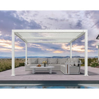 Louvered Pergola Modern White Pergola with Adjustable Roof for Deck Backyard Garden