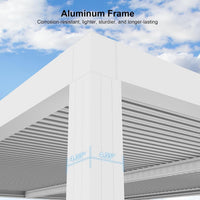 Louvered Pergola Modern White Pergola with Adjustable Roof for Deck Backyard Garden
