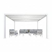 Louvered Pergola Modern White Pergola with Adjustable Roof for Deck Backyard Garden