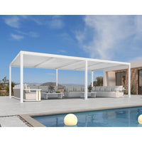 Louvered Pergola Modern White Pergola with Adjustable Roof for Deck Backyard Garden
