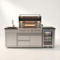 Outdoor Kitchen Island Built for Versatile Cooking, 6-Burner Gas Grill, Stainless Steel Sink, Wine Cooler