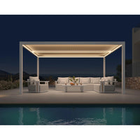 Louvered Pergola Modern White Pergola with Adjustable Roof for Deck Backyard Garden