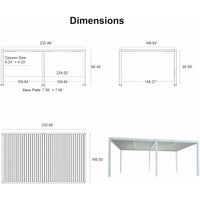 Louvered Pergola Modern White Pergola with Adjustable Roof for Deck Backyard Garden