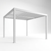 Louvered Pergola Modern White Pergola with Adjustable Roof for Deck Backyard Garden — Studio Shot