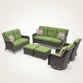 Outdoor Patio Conversation Set Built for Lasting Gatherings, Swivel Rocker Chairs, Steel Frame, Green Cushions