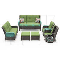 Patio Furniture Set 6-Piece Outdoor Patio Conversation Set with Green Cushions Lawn Furniture — How It Works