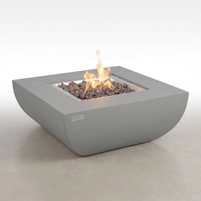 Concrete Fire Pit Table Built for Outdoor Gatherings, 34 Inch Round, Electronic Ignition, Lava Rock Included