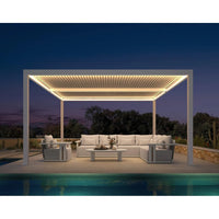 Louvered Pergola Modern White Pergola with Adjustable Roof for Deck Backyard Garden