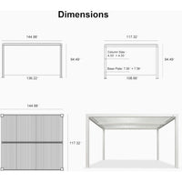 Louvered Pergola Modern White Pergola with Adjustable Roof for Deck Backyard Garden