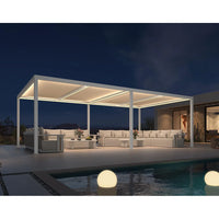 Louvered Pergola Modern White Pergola with Adjustable Roof for Deck Backyard Garden